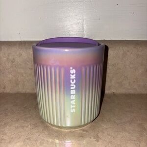 Starbucks 2022 Iridescent Ombre Purple Ceramic Cup Mug with Lid 8 oz